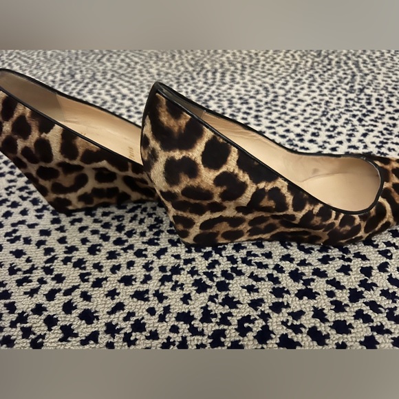 Christian Louboutin Melisa 70 Leopard/Black Pony Wedges (resoled bottoms) - Picture 2 of 4